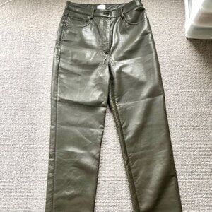 Aritzia  Melina Vegan Leather Pants - Olive Green